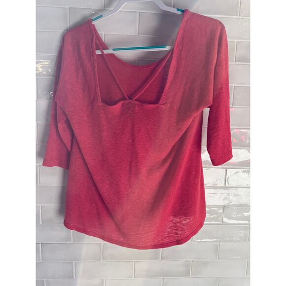 Bobeau Orange Knit Top with X Cross Back 3/4 Length Size L Petite - Picture 2 of 3